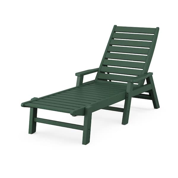 POLYWOOD Grant Park Green Chaise Lounge with Arms