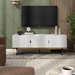 Eliot 60 in. White Tv Stand Fits Tv's Up To 65 in. With 3-Cabinets