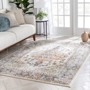Rodeo Carno Bohemian Eclectic Persian Medallion Beige 7 ft. 10 in. x 9 ft. 10 in. Area Rug
