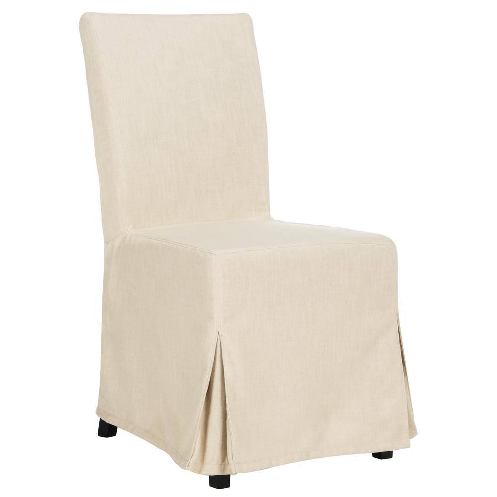 Beige Linen Parsons Chairs with Slipcover Set of 2