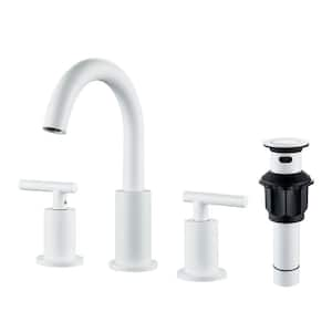 8 in. Widespread 2 Handle Bathroom Faucet in White