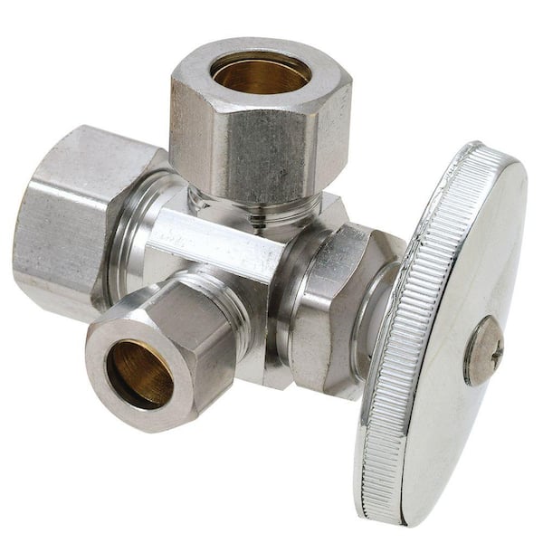 1/2 in. Nom Comp Inlet x 1/2 in. O.D. Comp x 3/8 in. O.D. Comp Dual Outlet Multi-Turn Valve