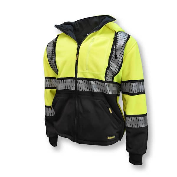 Unisex Large Hi-Vis Green Polyester Fleece Jacket with Hood, Class 3