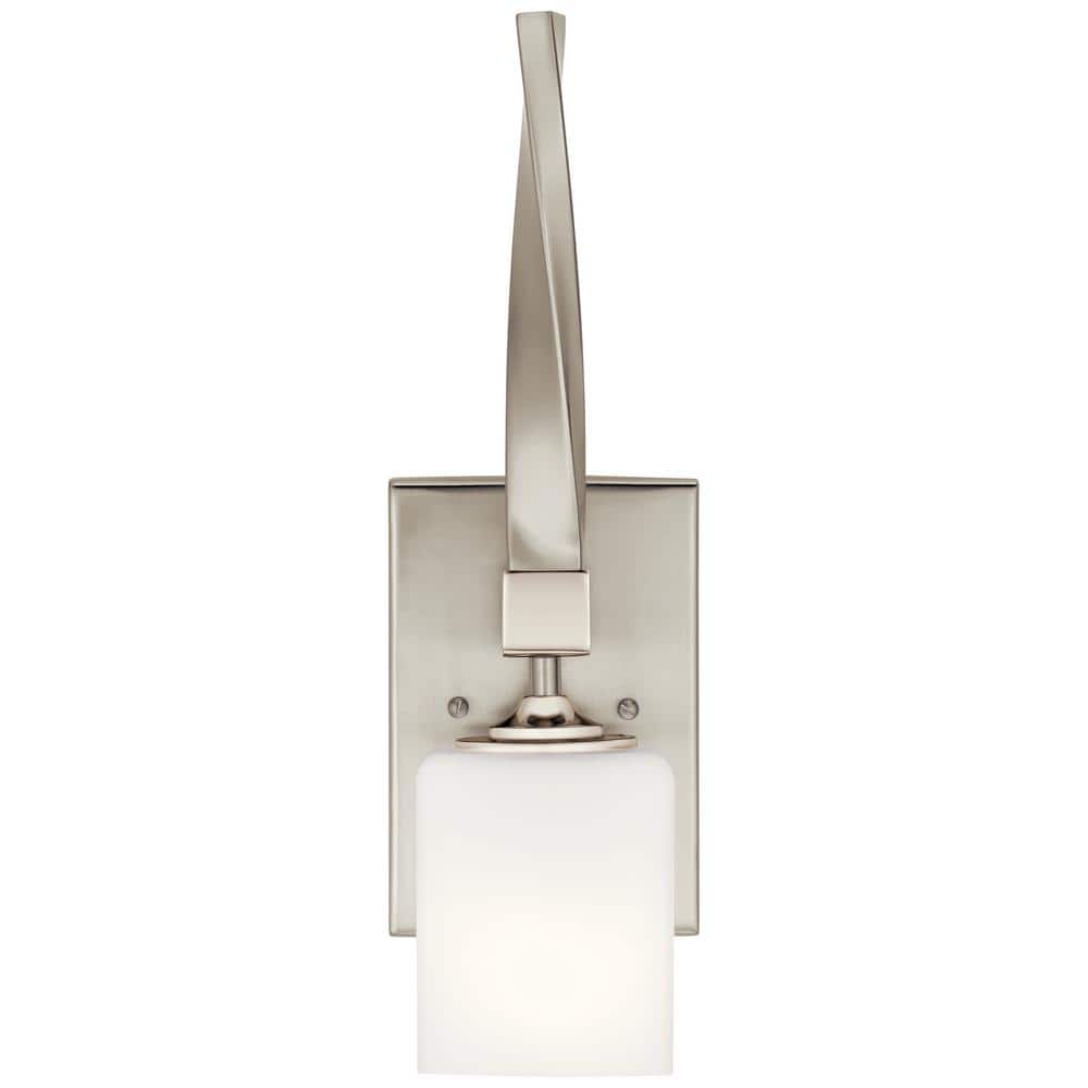 Champagne Satin Etched 16" Wall Sconce with Twisted Arm