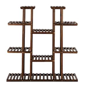47 in. H Brown Rectangle Wood Indoor Plant Stand with 6-Tier