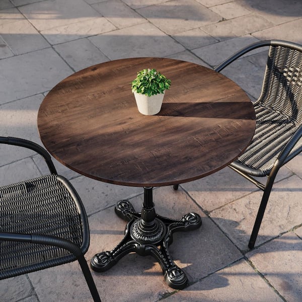 Acadia Round Dark Brown Wood 31.25 in. with Seamless Surface Technology Dining Table Seats 3-Table Top Only