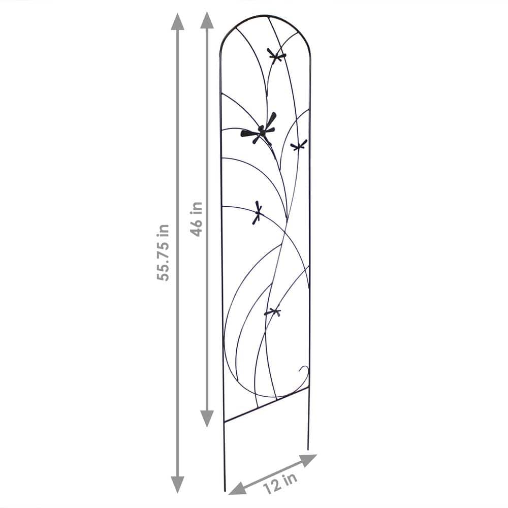Black Steel Dragonfly Design Garden Trellis Set - 55.75" H - 2-Pack