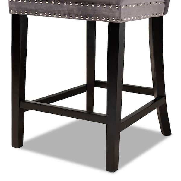 Baxton Studio Howell 26.in Grey and Espresso brown Counter Stool