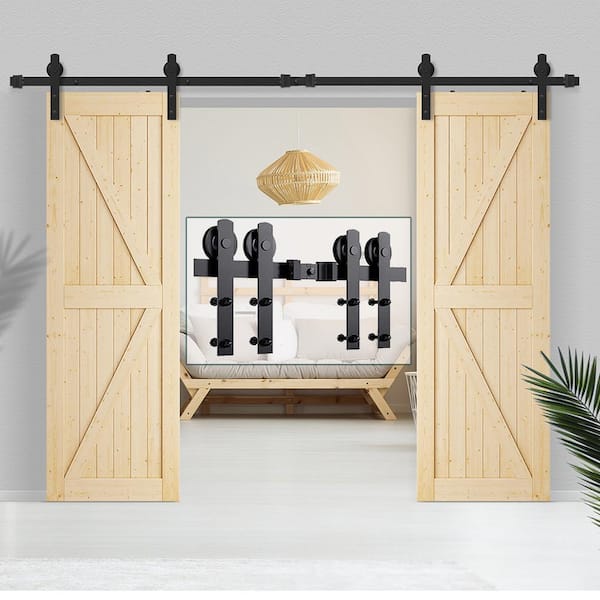 13 ft./156 in. I-Shaped Sliding Double Barn Door Hardware Kit