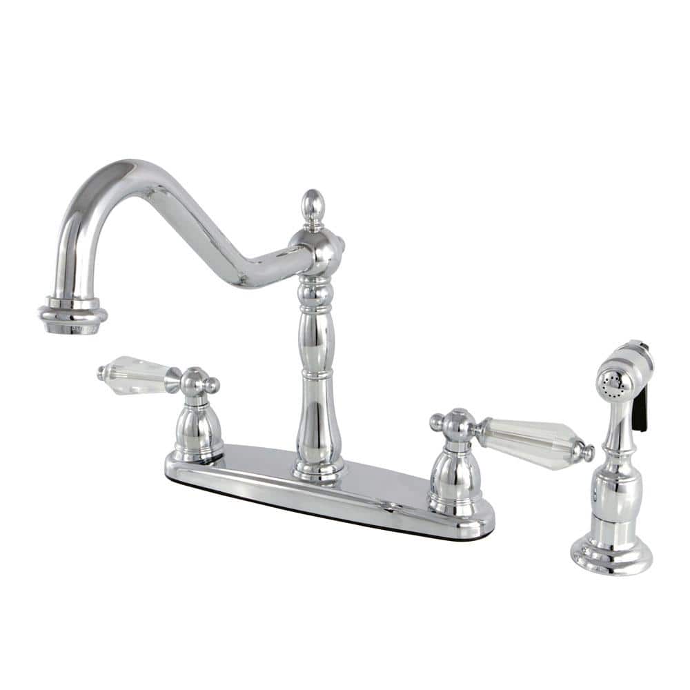 Crystal 2-Handle Standard Kitchen Faucet with Side Sprayer in Chrome price history on PriceWatchPro