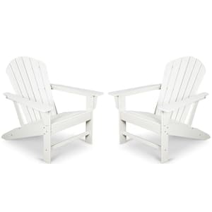 Outdoor Composite Classic Adirondack Chair, All-Weather Resistant Deck Lounge Chair with Ergonomic Design (set of 2)