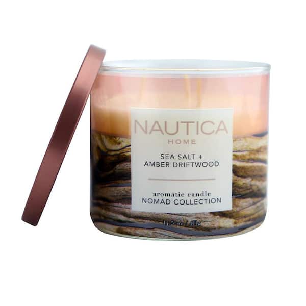 14.5 oz. Sea Salt and Amber Driftwood Multi-Colored Fresh 3-Wick Jar Candle