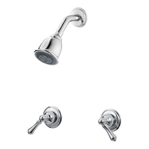 2-Handle Wall Mount Tub and Shower Trim Kit  Polished Chrome with Metal Lever Handles (Valve Not Included)