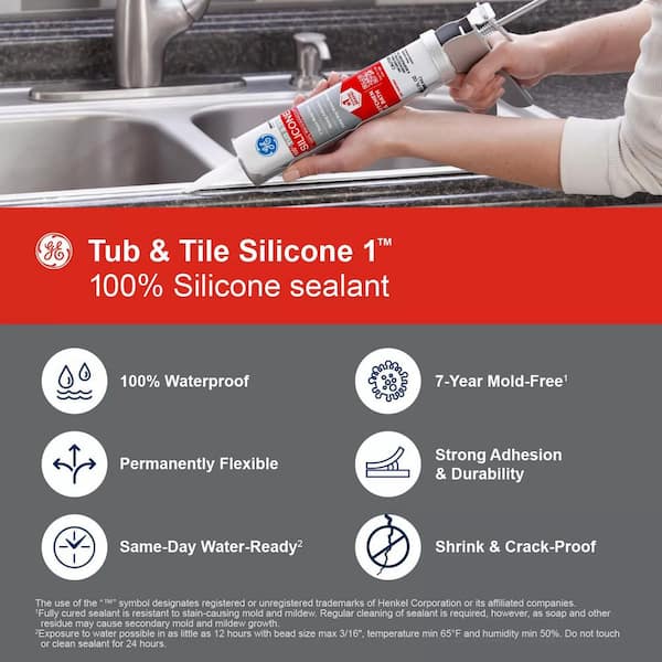 Tub and Tile Silicone 1 Caulk 10.1 oz Kitchen and Bath Sealant White (12-pack)
