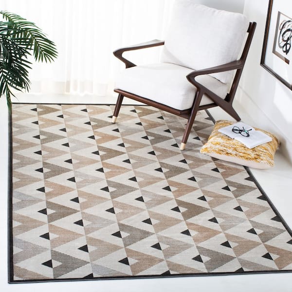 Atlas 3 ft. x 5 ft. Ivory/Beige Geometric Border Area Rug