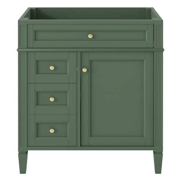 Unbranded 29.40 in. W x 17.90 in. D x 33.00 in. H Bath Vanity Cabinet without Top in Green with 1-Door and 3-Drawers