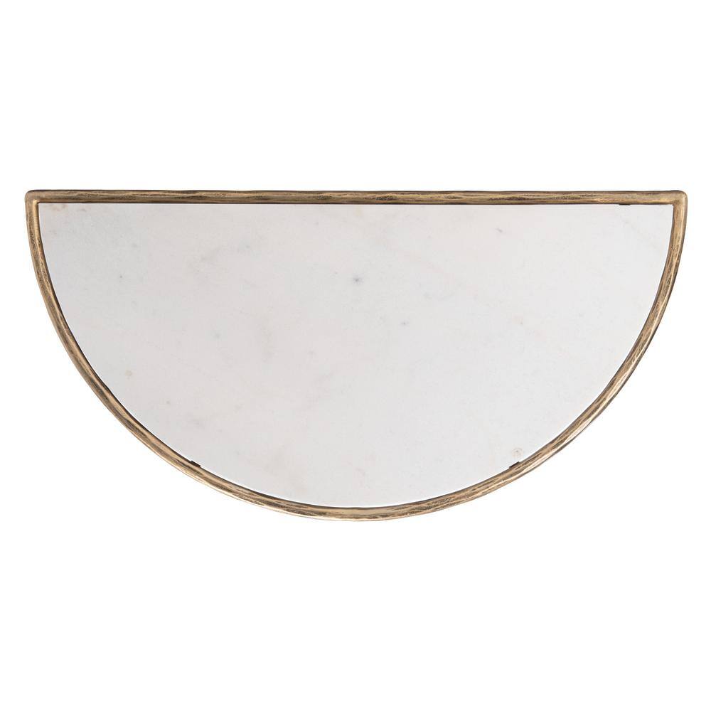 Aristocratic Airy Glamour 36'' Demilune Brass & White Marble Console Table