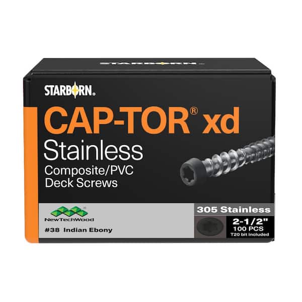 10 x 2-1/2 in. Indian Ebony Stainless Steel Torx Drive Flat Undercut Composite Deck Screw (1.22 lb. /100-Pack)