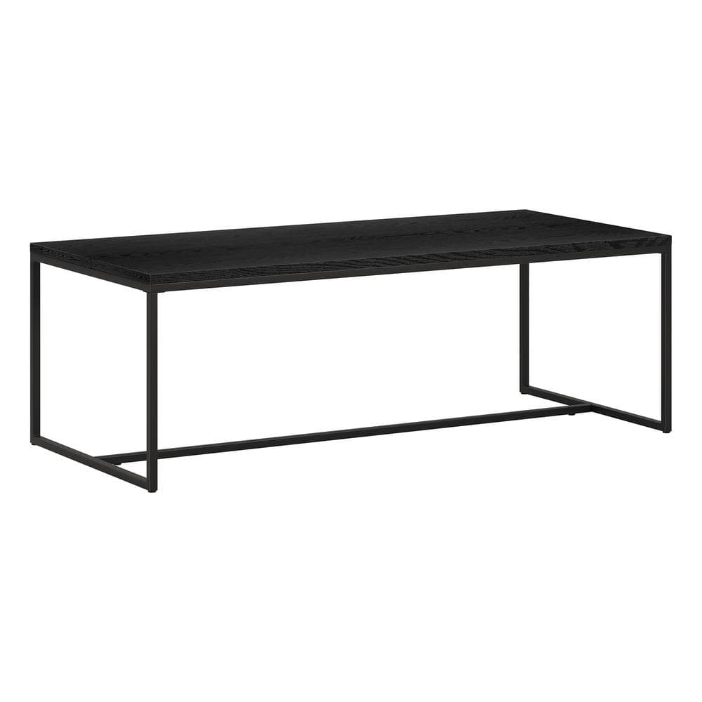 Boone 47'' Rectangular Black Grain Wood & Metal Coffee Table