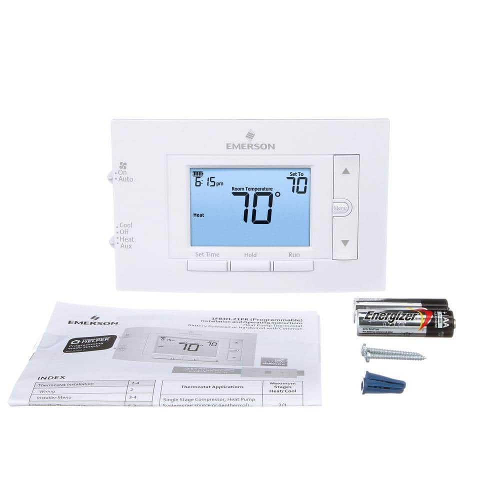 Emerson White Programmable Digital Heat Pump Thermostat