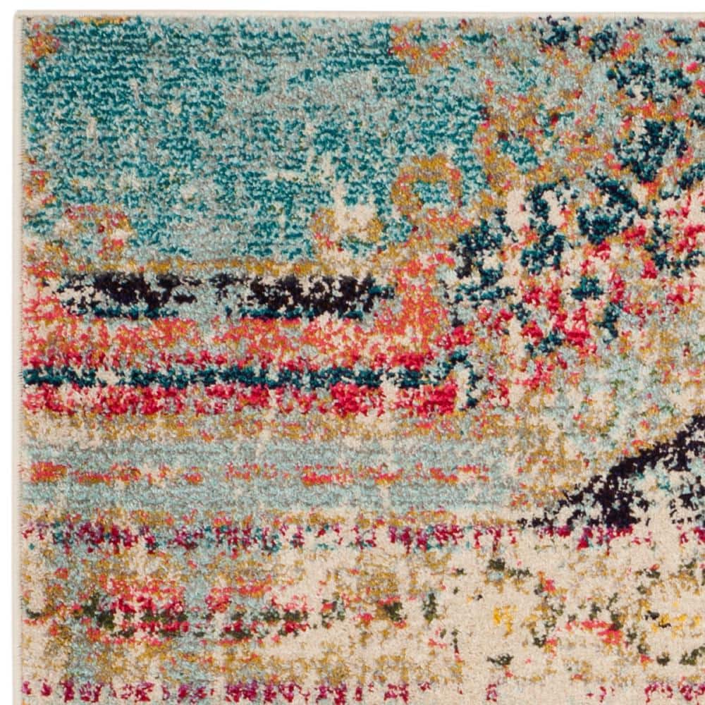 Monaco Multi-Colored Synthetic Square Area Rug, 4'x4'