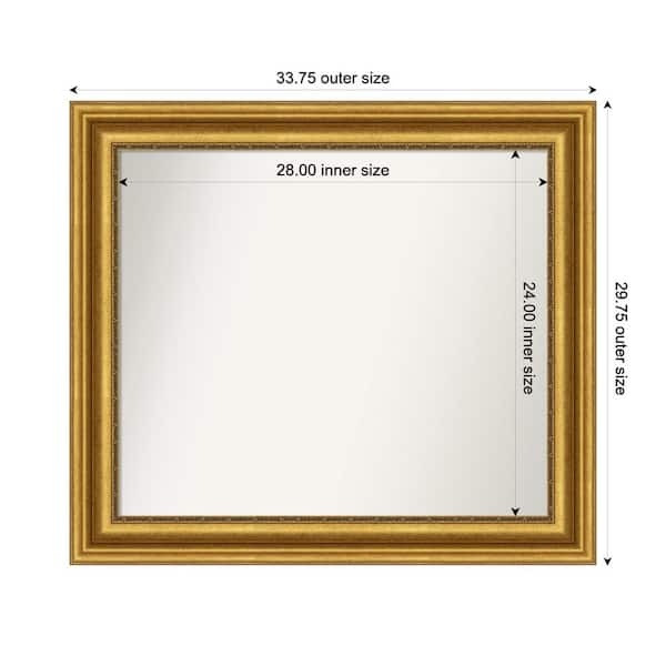 Amanti Art Parlor Gold 33.75 in. x 29.75 in. Custom Non-Beveled Recycled Polystyrene FramedBathroom Vanity Wall Mirror