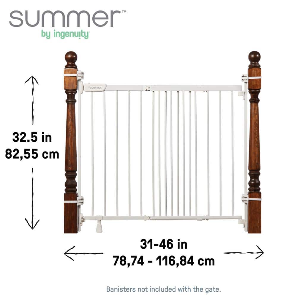 White Metal Pressure Mounted Stairway Safety Gate