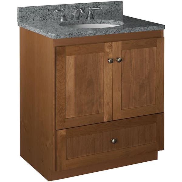 Simplicity by Strasser Shaker 30 in. W x 21 in. D x 34.5 in. H Bath Vanity Cabinet without Top in Medium Alder