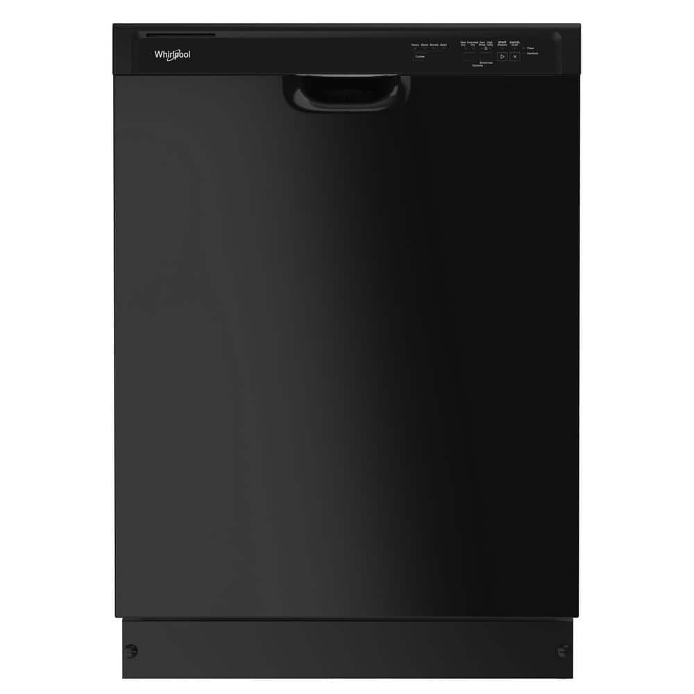 Whirlpool 24 in. Front Built-In Tall Tub Dishwasher in Black with 4-Cycles