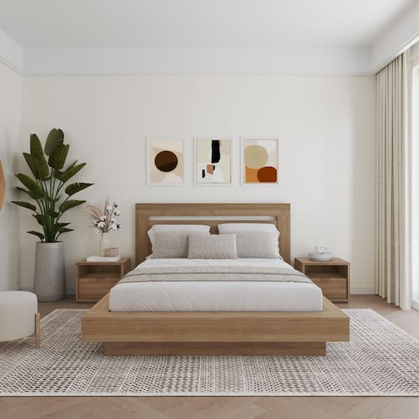 Stanley 4-Piece Brown Oak Queen Size Bedroom Set