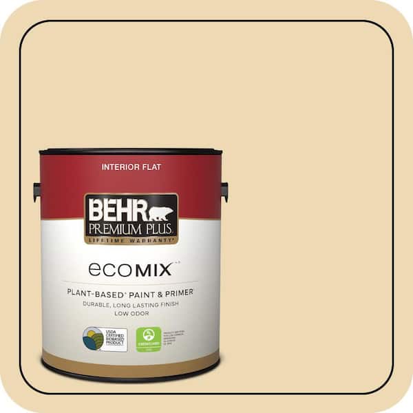 1 gal. #340E-3 Bavarian Cream Flat EcoMix Plant-Based Interior Paint & Primer