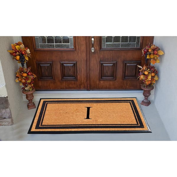 A1 Home Collections A1hc Welcome Flocked Entrance Door Mats Black/Beige 30 in. x 60 in. Rubber & Coir, Heavy Duty, Extra Large Size Doormat