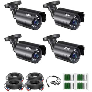 Black Wired 1080p Outdoor Bullet TVI Security Camera Compatible with TVI DVR (4-Pack)