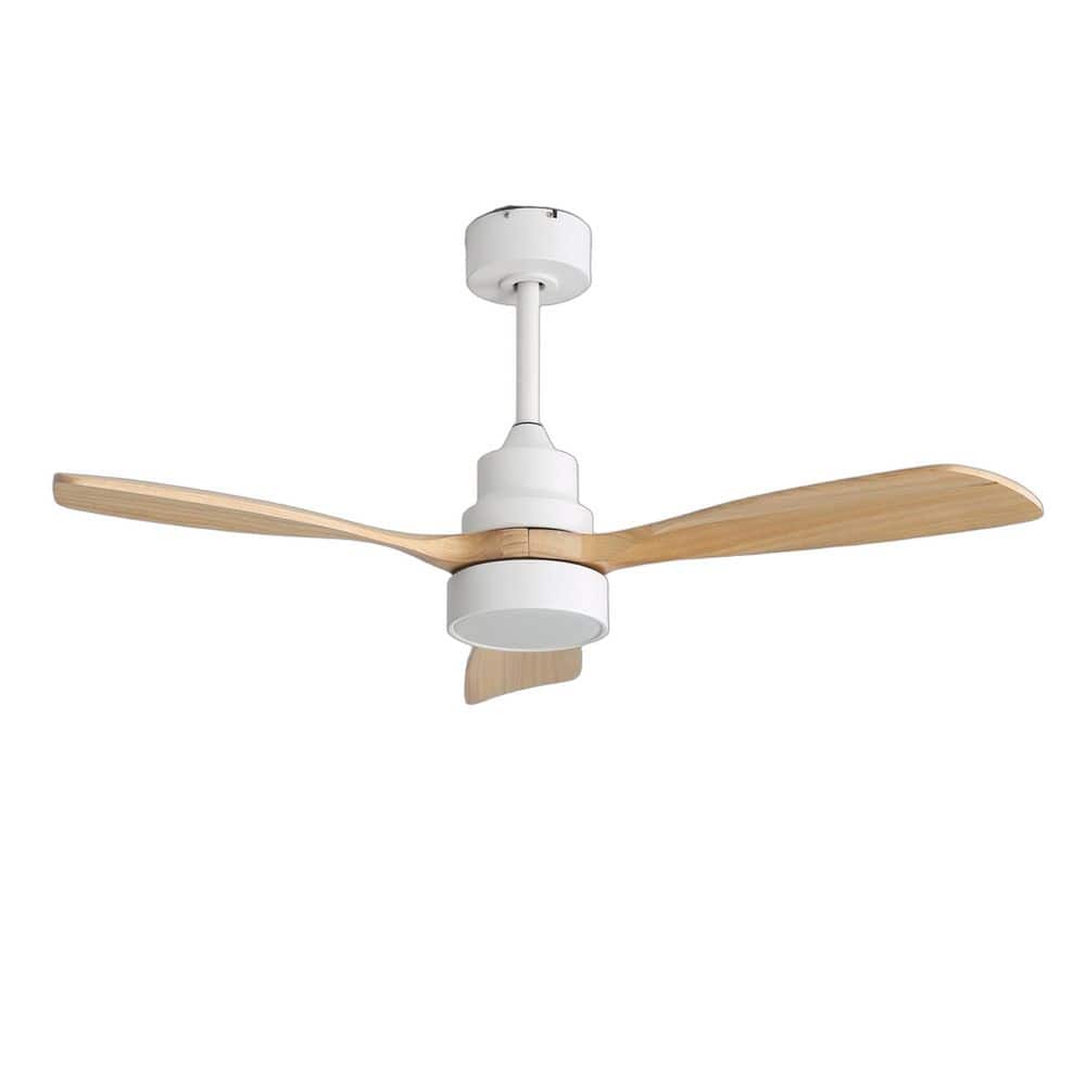48 in. Indoor/Outdoor Standard Downrod and Flush Mount Solid Wood White Ceiling fan with Integrated LED light and Remote price history on PriceWatchPro