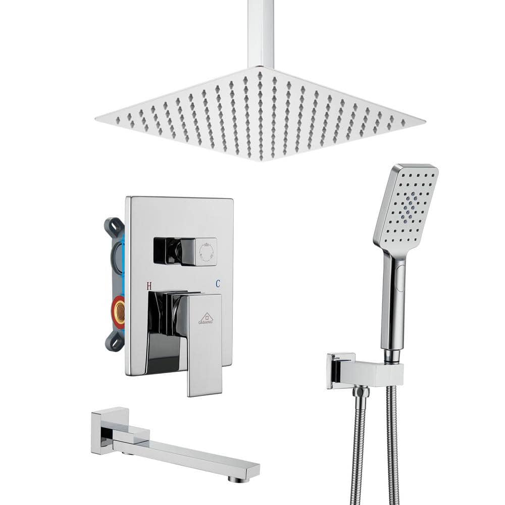 Dimakai 3-Spray 12 in. Dual Shower Head Wall Mounted Fixed and Handheld Shower Head 2.5GPM in Chrome
