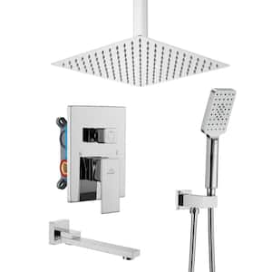 3-Spray 12 in. Dual Shower Head Wall Mounted Fixed and Handheld Shower Head 2.5GPM in Chrome