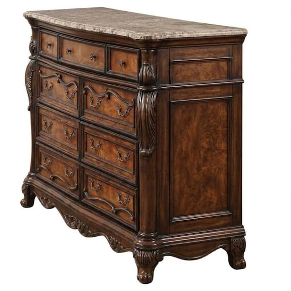 Lark Transitional Style 9-Drawer 70 in. Antique Dark Oak Dresser