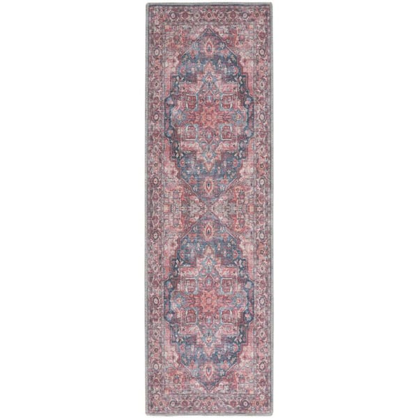 57 GRAND BY NICOLE CURTIS 57 Grand Machine Washable Multicolor 2 ft. x 8 ft. Floral Traditional Kitchen Runner Area Rug