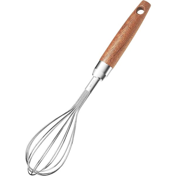 Wood Finish Balloon Whisk Kitchen Multi Function Non Stick Hand Whisk Egg Beater for Blending Stirring