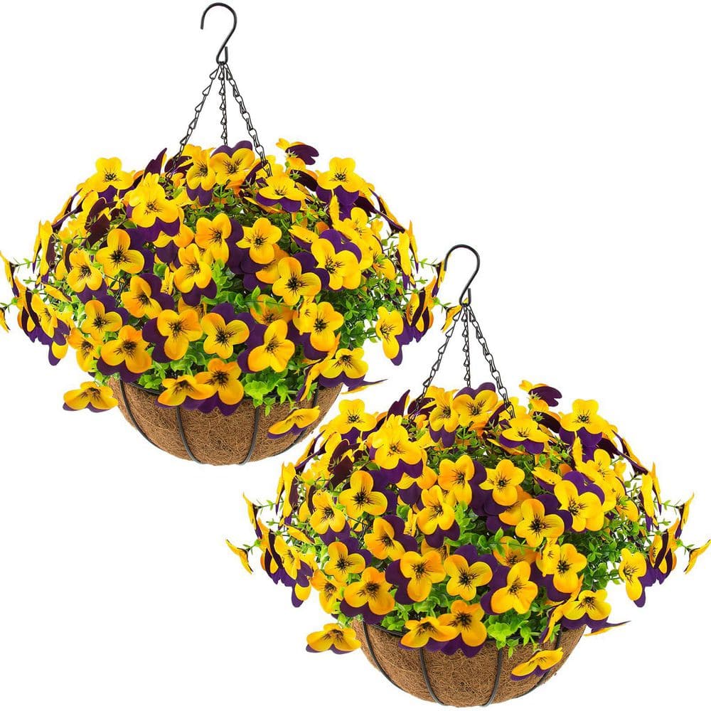 18.9 in. Purple Yellow Other Indoor/Outdoor Hanging Artificial