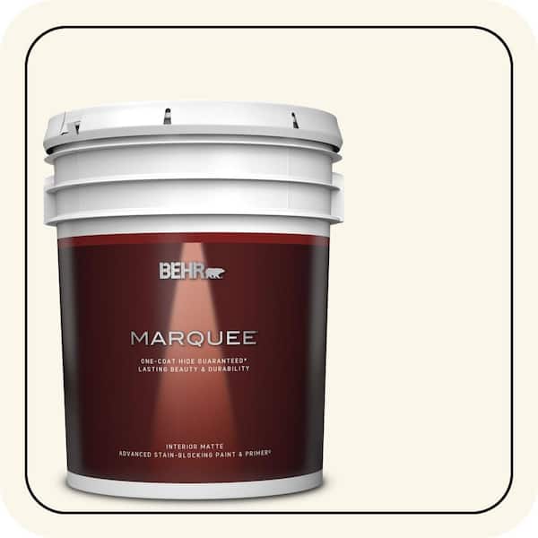 BEHR MARQUEE 5 gal. #OR-W15 Sleek White Matte Interior Paint & Primer
