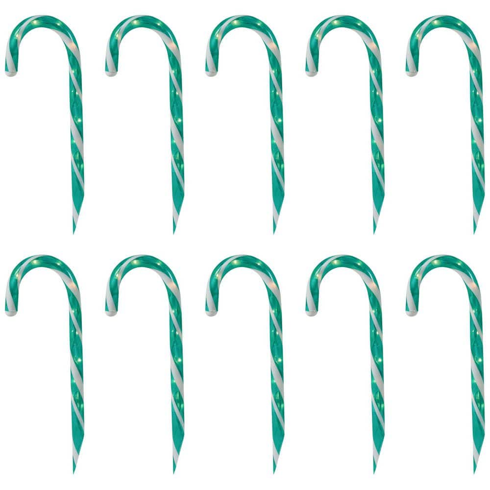 Lighted Outdoor Candy Cane Christmas Pathway Lights-13.5'-Green-Set of 10 price history on PriceWatchPro
