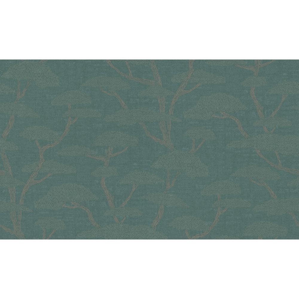 Fusion Collection Chinoiserie Tree Motif Green Matte Finish Non-Pasted Viny