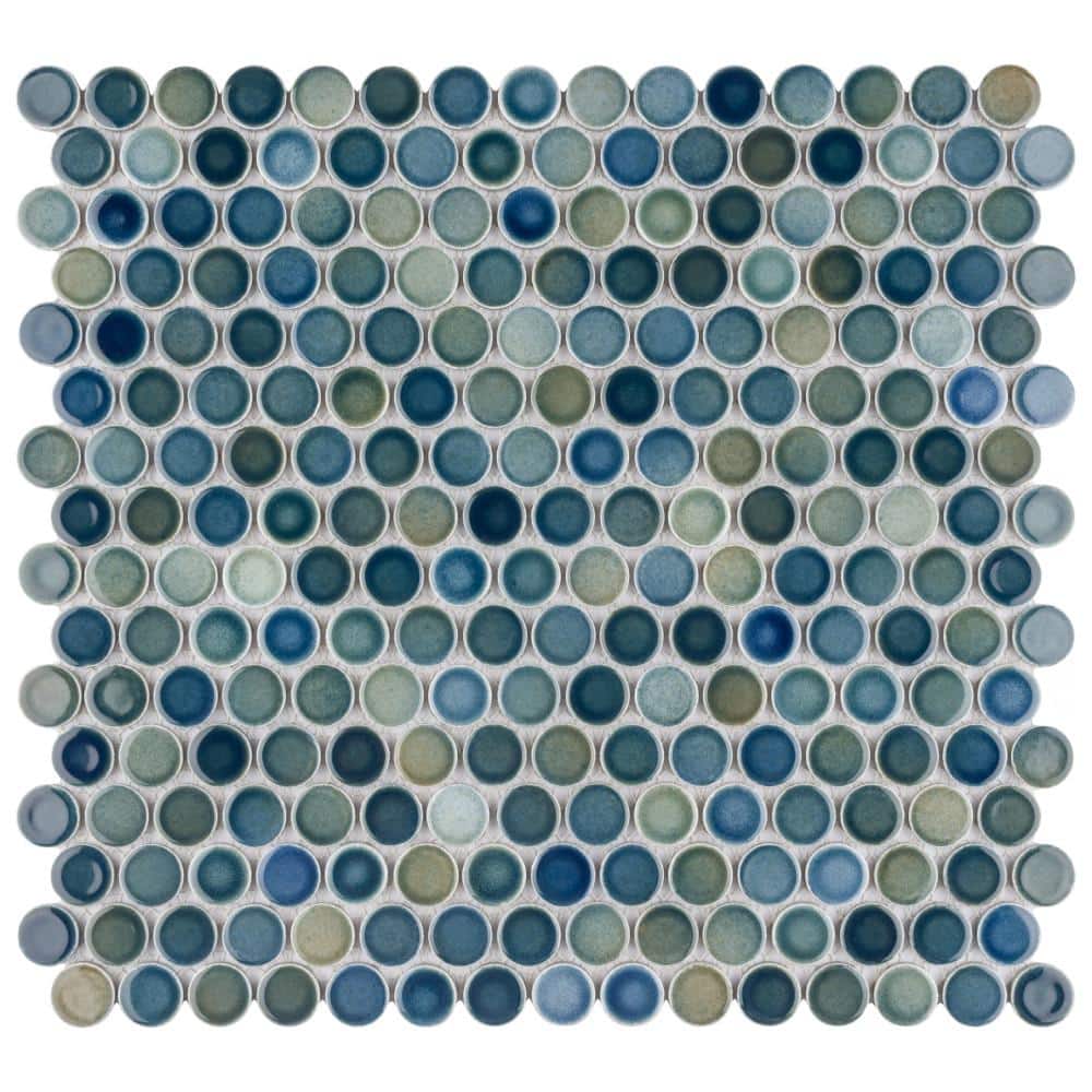Hudson Penny Round Lagoon 6 in. x 6 in. Porcelain Mosaic Take Home Tile Sample price history on PriceWatchPro