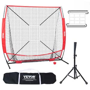 5 ft. x 5 ft. Baseball Softball Practice Net with Bow Frame, Carry Bag, Strike Zone, Ball