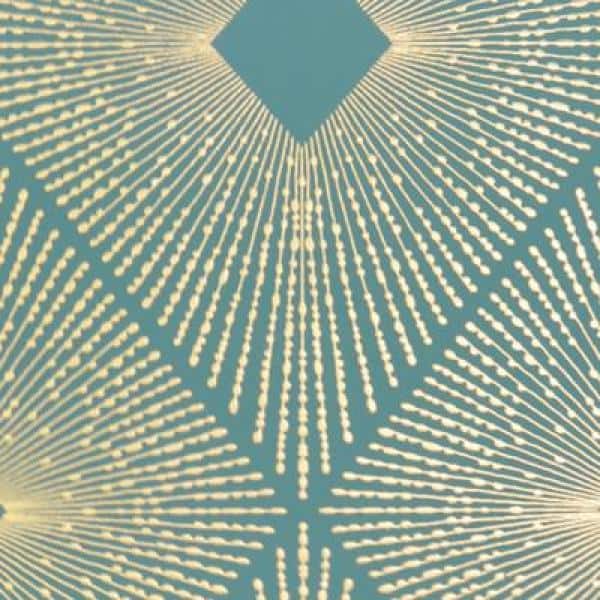 Teal and Gold Geometric Non-Woven Wallpaper