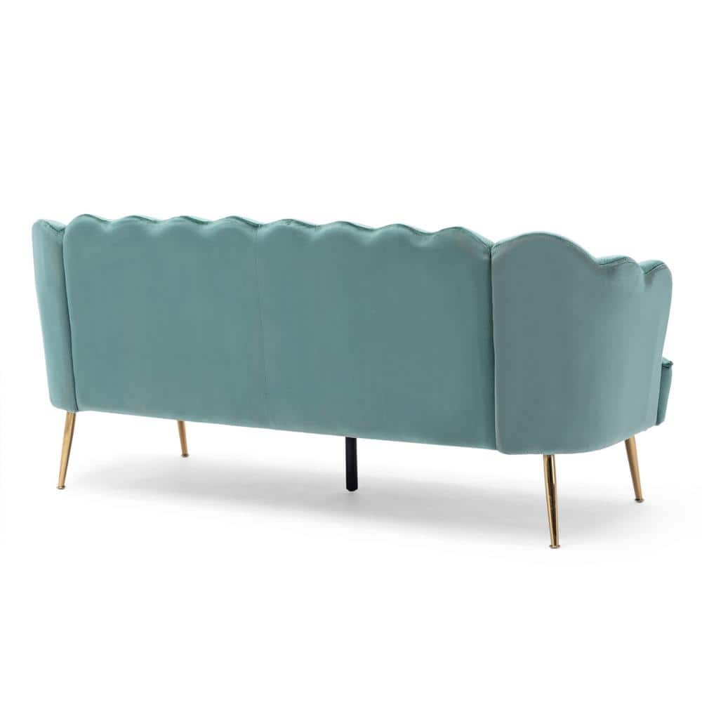 Turquoise and Gold Velvet 3-Seater Lawson Sofa