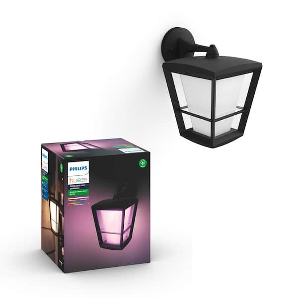 Philips Hue Econic Outdoor Smart Color Changing Wall Down Light Lantern  with Integrated LED (1-Pack) 1744030V7 - The Home Depot