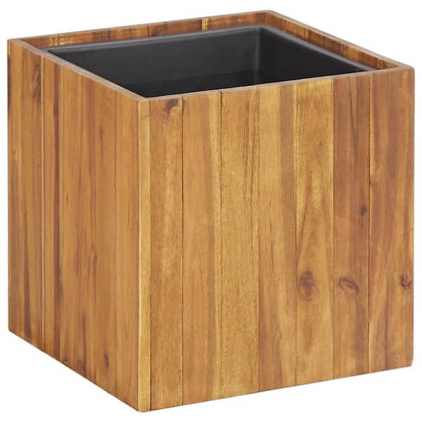 TIRAMISUBEST 13.2 in. L x 13.2 in. W x 13.2 in. H Brown Solid Acacia Wood Garden Raised Bed Pot