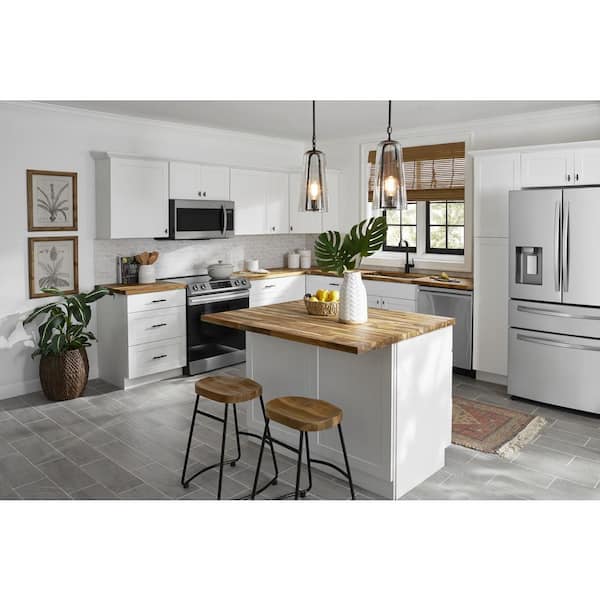 6 ft. L x 39 in. D Unfinished Teak Solid Wood Butcher Block Countertop Island with Square Edge